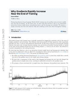 Why Gradients Rapidly Increase Near the End of Training