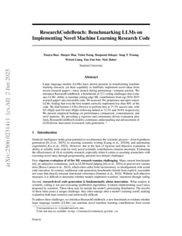 ResearchCodeBench: Benchmarking LLMs on Implementing Novel Machine Learning Research Code