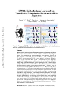 SAVOR: Skill Affordance Learning from Visuo-Haptic Perception for Robot-Assisted Bite Acquisition