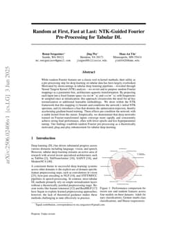 Random at First, Fast at Last: NTK-Guided Fourier Pre-Processing for Tabular DL