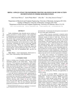 HRTR: A Single-stage Transformer for Fine-grained Sub-second Action Segmentation in Stroke Rehabilitation