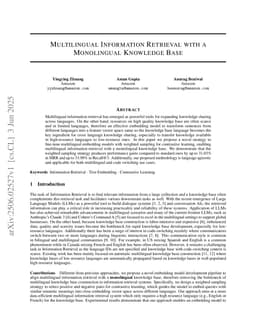 Multilingual Information Retrieval with a Monolingual Knowledge Base