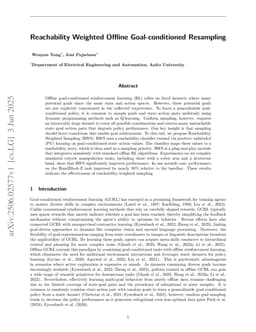 Reachability Weighted Offline Goal-conditioned Resampling