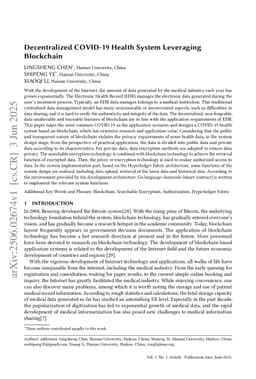 Decentralized COVID-19 Health System Leveraging Blockchain