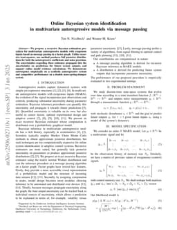 Online Bayesian system identification in multivariate autoregressive models via message passing