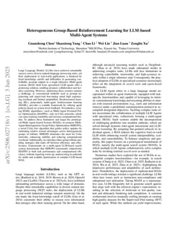 Heterogeneous Group-Based Reinforcement Learning for LLM-based Multi-Agent Systems