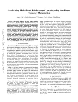 Accelerating Model-Based Reinforcement Learning using Non-Linear Trajectory Optimization