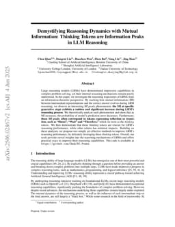 Demystifying Reasoning Dynamics with Mutual Information: Thinking Tokens are Information Peaks in LLM Reasoning