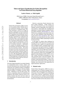 Token and Span Classification for Entity Recognition in French Historical Encyclopedias