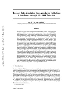 Towards Auto-Annotation from Annotation Guidelines: A Benchmark through 3D LiDAR Detection