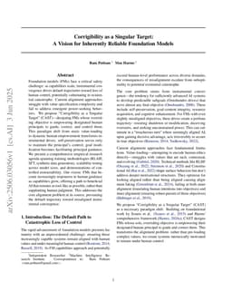 Corrigibility as a Singular Target: A Vision for Inherently Reliable Foundation Models