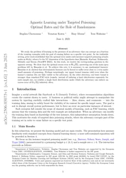 Agnostic Learning under Targeted Poisoning: Optimal Rates and the Role of Randomness