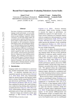 Beyond Text Compression: Evaluating Tokenizers Across Scales