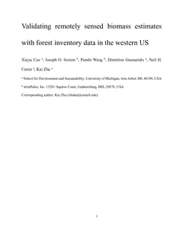 Validating remotely sensed biomass estimates with forest inventory data in the western US