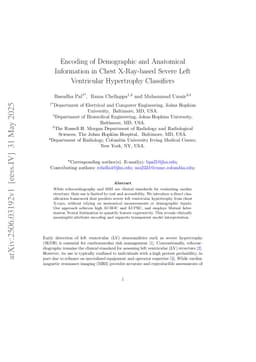 Encoding of Demographic and Anatomical Information in Chest X-Ray-based Severe Left Ventricular Hypertrophy Classifiers