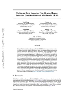 Unlabeled Data Improves Fine-Grained Image Zero-shot Classification with Multimodal LLMs
