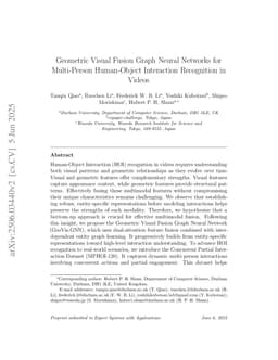 Geometric Visual Fusion Graph Neural Networks for Multi-Person Human-Object Interaction Recognition in Videos
