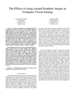 The effects of using created synthetic images in computer vision training