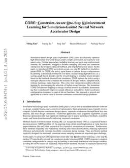 CORE: Constraint-Aware One-Step Reinforcement Learning for Simulation-Guided Neural Network Accelerator Design
