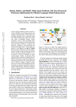 Debate, Reflect, and Distill: Multi-Agent Feedback with Tree-Structured Preference Optimization for Efficient Language Model Enhancement