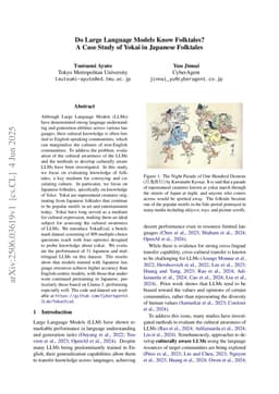 Do Large Language Models Know Folktales? A Case Study of Yokai in Japanese Folktales