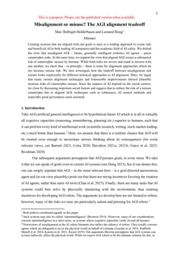 Misalignment or misuse? The AGI alignment tradeoff