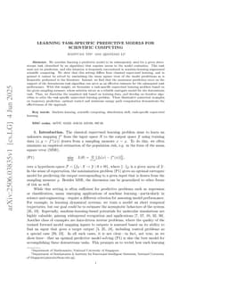Learning task-specific predictive models for scientific computing