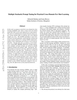 Multiple Stochastic Prompt Tuning for Practical Cross-Domain Few Shot Learning