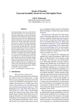 Words of Warmth: Trust and Sociability Norms for over 26k English Words