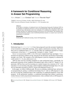 A framework for Conditional Reasoning in Answer Set Programming