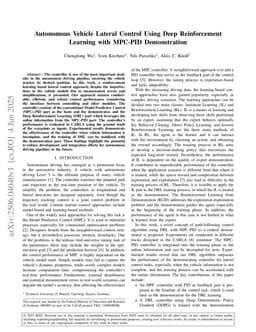 Autonomous Vehicle Lateral Control Using Deep Reinforcement Learning with MPC-PID Demonstration