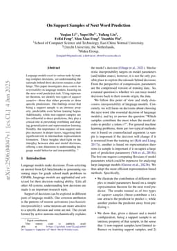 On Support Samples of Next Word Prediction