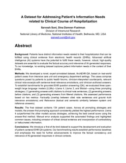 A Dataset for Addressing Patient's Information Needs related to Clinical Course of Hospitalization
