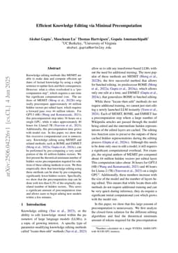 Efficient Knowledge Editing via Minimal Precomputation