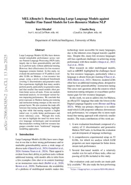 MELABenchv1: Benchmarking Large Language Models against Smaller Fine-Tuned Models for Low-Resource Maltese NLP