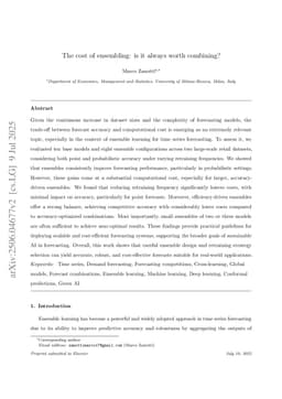 The cost of ensembling: is it always worth combining?