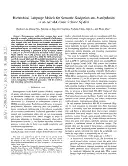 Hierarchical Language Models for Semantic Navigation and Manipulation in an Aerial-Ground Robotic System