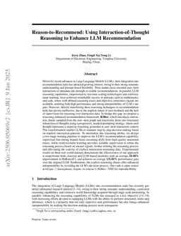 Reason-to-Recommend: Using Interaction-of-Thought Reasoning to Enhance LLM Recommendation