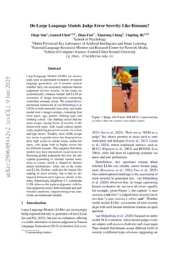 Do Large Language Models Judge Error Severity Like Humans?