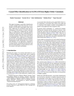Causal Effect Identification in lvLiNGAM from Higher-Order Cumulants