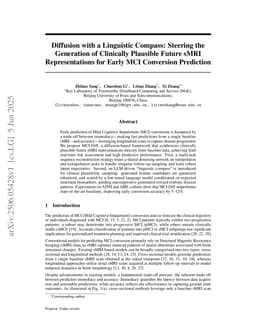 Diffusion with a Linguistic Compass: Steering the Generation of Clinically Plausible Future sMRI Representations for Early MCI Conversion Prediction