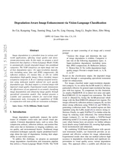 Degradation-Aware Image Enhancement via Vision-Language Classification