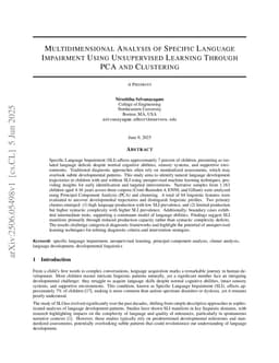 Multidimensional Analysis of Specific Language Impairment Using Unsupervised Learning Through PCA and Clustering