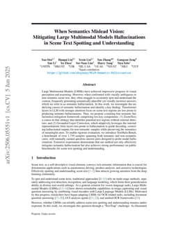 When Semantics Mislead Vision: Mitigating Large Multimodal Models Hallucinations in Scene Text Spotting and Understanding