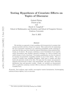 Testing Hypotheses of Covariate Effects on Topics of Discourse
