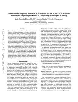 Scenarios in Computing Research: A Systematic Review of the Use of Scenario Methods for Exploring the Future of Computing Technologies in Society