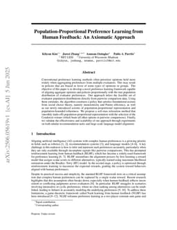 Population-Proportional Preference Learning from Human Feedback: An Axiomatic Approach