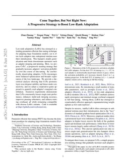 Come Together, But Not Right Now: A Progressive Strategy to Boost Low-Rank Adaptation