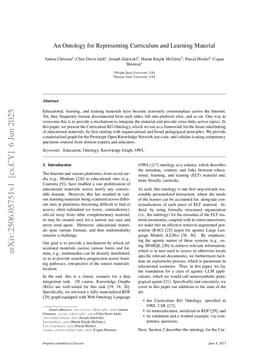 An Ontology for Representing Curriculum and Learning Material