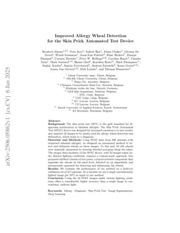 Improved Allergy Wheal Detection for the Skin Prick Automated Test Device